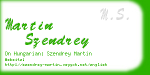 martin szendrey business card